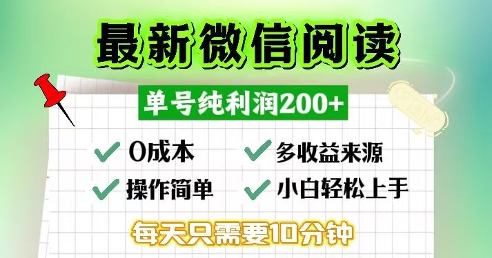 微信阅读最新玩法，每天十分钟，单号一天200+，简单0零成本，当日提现-创客网