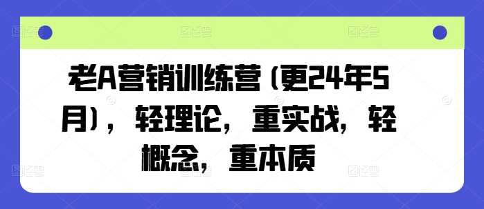 老A营销训练营(更24年10月)，轻理论，重实战，轻概念，重本质-创客网