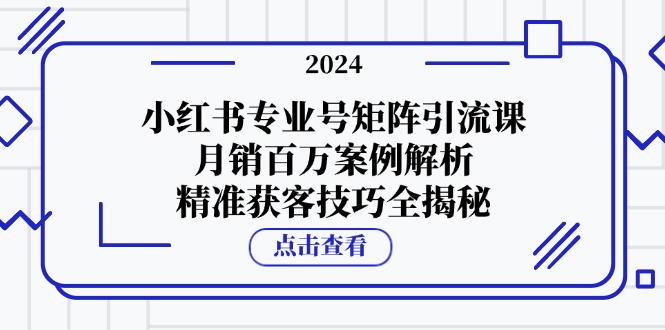 小红书专业号矩阵引流课，月销百万案例解析，精准获客技巧全揭秘-创客网