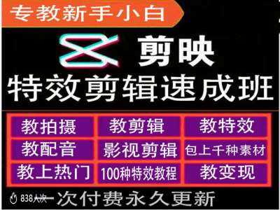 剪映特效教程和运营变现教程，特效剪辑速成班，专教新手小白-创客网