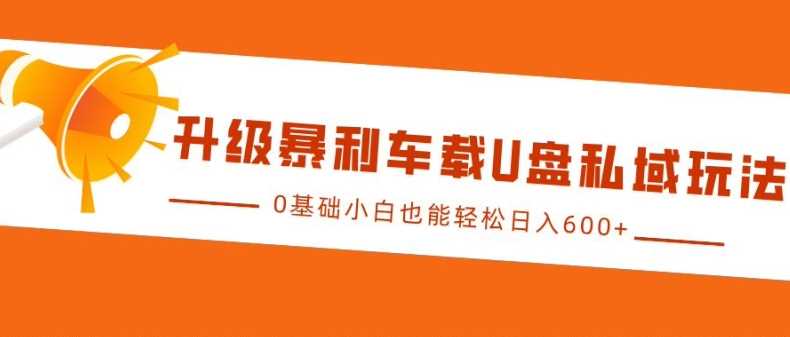 升级暴利车载U盘私域玩法，0基础小白也能轻松日入多张【揭秘】-创客网