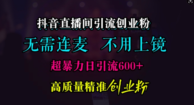 抖音直播间引流创业粉，无需连麦、无需上镜，超暴力日引流600+高质量精准创业粉【揭秘】-创客网