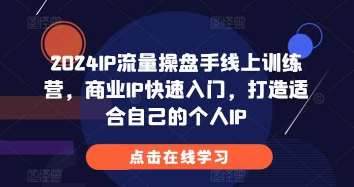 2024IP流量操盘手线上训练营，商业IP快速入门，打造适合自己的个人IP-创客网