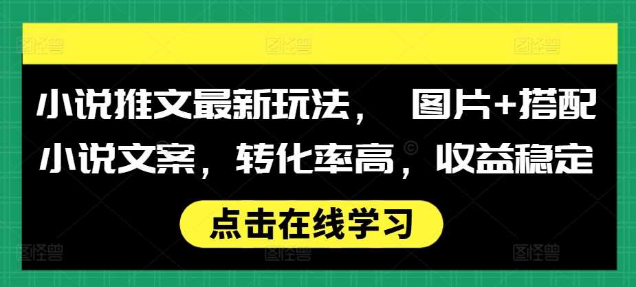 小说推文最新玩法， 图片+搭配小说文案，转化率高，收益稳定-创客网