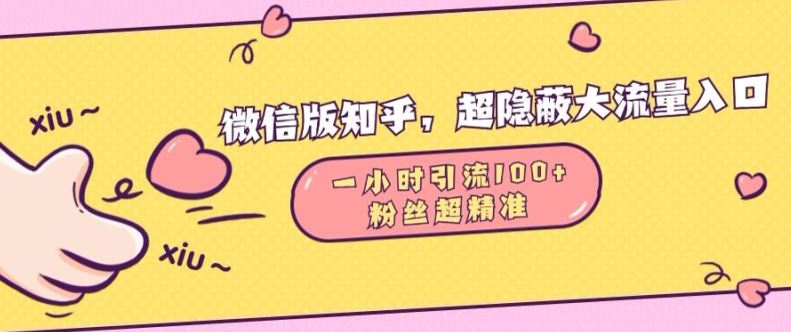 微信版知乎，超隐蔽流量入口1小时引流100人，粉丝质量超高【揭秘】-创客网