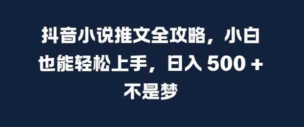 抖音小说推文全攻略，小白也能轻松上手，日入 5张+ 不是梦【揭秘】-创客网