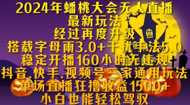 2024年蟠桃大会无人直播最新玩法，稳定开播160小时无违规，抖音、快手、视频号三家通用玩法【揭秘】-创客网