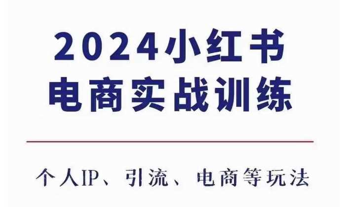 2024小红书电商3.0实战训练，包含个人IP、引流、电商等玩法-创客网