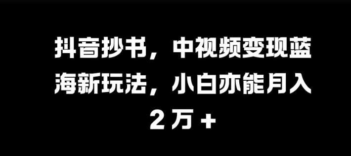 抖音抄书，中视频变现蓝海新玩法，小白亦能月入 过W【揭秘】-创客网