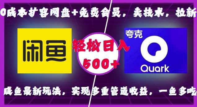 0成本扩容网盘+免费会员，卖技术，拉新，咸鱼最新玩法，实现多重管道收益，一鱼多吃，轻松日入500+-创客网