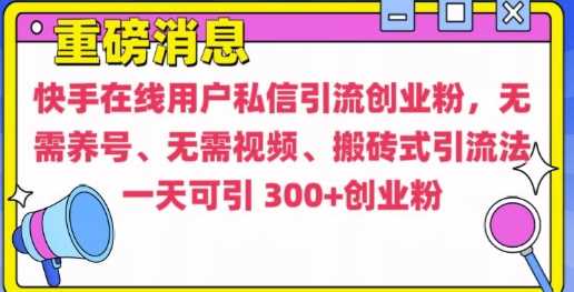 快手最新引流创业粉方法，无需养号、无需视频、搬砖式引流法【揭秘】-创客网