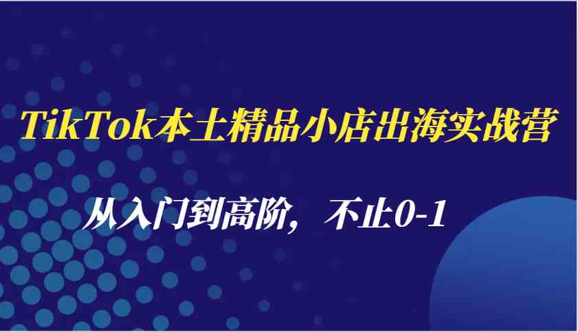 TikTok本土精品小店出海实战营，从入门到高阶，不止0-1-创客网