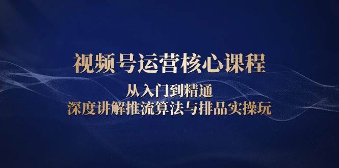 视频号运营核心课程，从入门到精通，深度讲解推流算法与排品实操玩-创客网