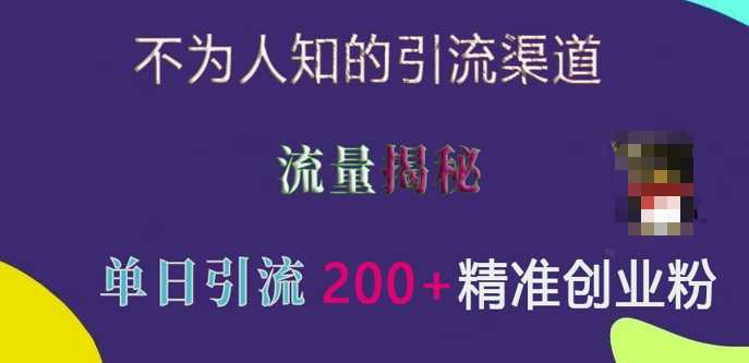 不为人知的引流渠道，流量揭秘，实测单日引流200+精准创业粉【揭秘】-创客网