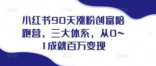 小红书90天涨粉创富陪跑营，​三大体系，从0~1成就百万变现，做小红书的最后一站-创客网