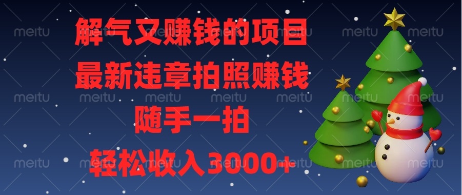 解气又赚钱的项目，最新违章拍照赚钱，随手一拍，轻松收入3000+-创客网