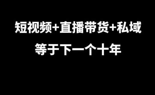 短视频+直播带货+私域等于下一个十年，大佬7年实战经验总结-创客网