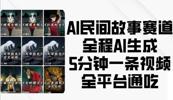 AI民间故事赛道，全程AI生成5分钟一条视频，全平台通吃-创客网