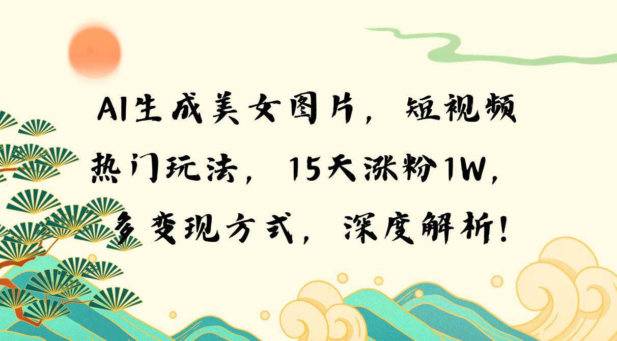 AI生成美女图片，短视频热门玩法，15天涨粉1W，多变现方式，深度解析!-创客网