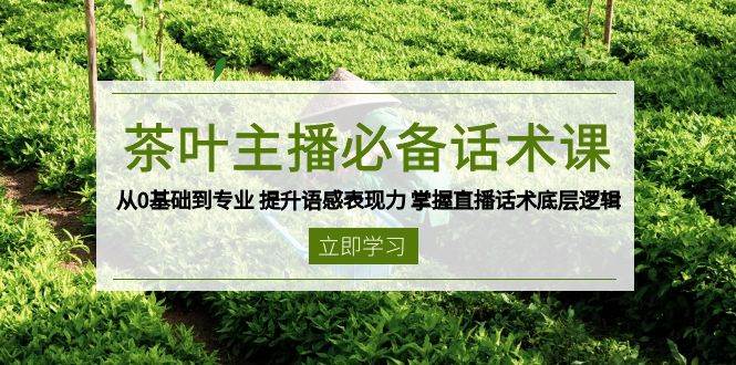 茶叶主播必备话术课 从0基础到专业 提升语感表现力 掌握直播话术底层逻辑-创客网