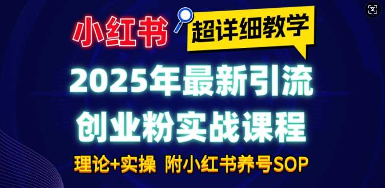 2025年最新小红书引流创业粉实战课程【超详细教学】小白轻松上手，月入1W+，附小红书养号SOP-创客网