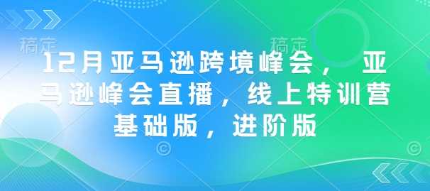 12月亚马逊跨境峰会， 亚马逊峰会直播，线上特训营基础版，进阶版-创客网