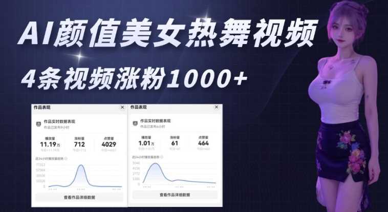 AI颜值美女热舞视频，4条视频涨粉1000+，实测6分钟一条-创客网