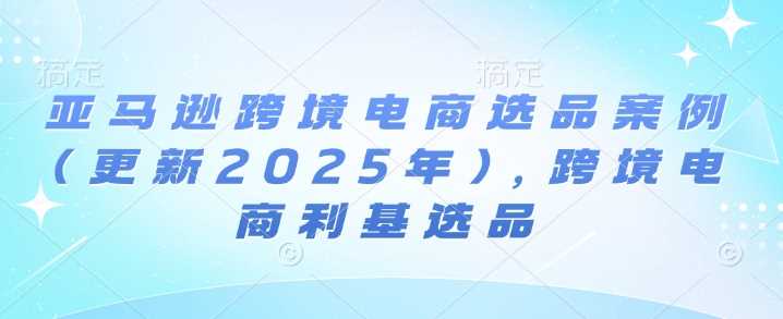 亚马逊跨境电商选品案例(更新2025年)，跨境电商利基选品-创客网