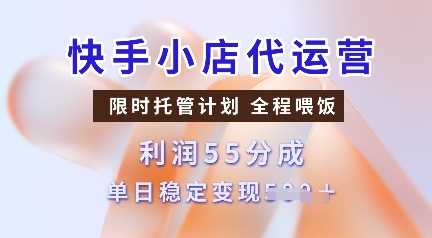 快手小店代运营，限时托管计划，收益55分，单日稳定变现多张【揭秘】-创客网