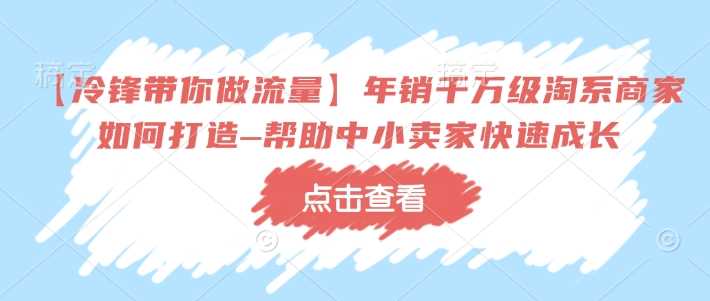 【冷锋带你做流量】年销千万级淘系商家如何打造–帮助中小卖家快速成长-创客网