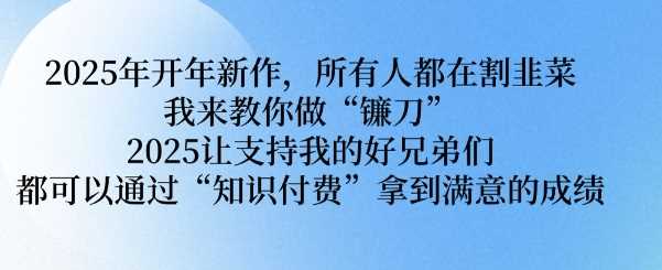 2025年开年新作，所有人都在割韭菜，我来教你做“镰刀” 2025让支持我的好兄弟们都可以通过“知识付费”拿到满意的成绩【揭秘】-创客网